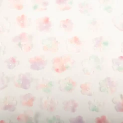 Tüllstoff 3D Blüten mit Perlen weiß flieder mint rosa 1,4m Breite