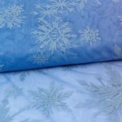 Tüllstoff Farbverlauf Glitzerkristalle blau lila silberfarbig 1,55m Breite
