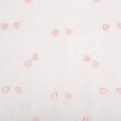 Tüll Stoff Herzchen Stickerei & Glitzer rosa 125cm Breite