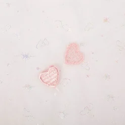 Tüll Stoff Herzchen Stickerei & Glitzer rosa 125cm Breite