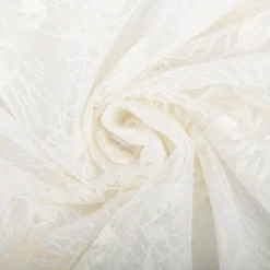 Tüllstoff mit Blumenstickerei wollweiß 140cm breit