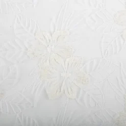 Tüllstoff mit Blumenstickerei wollweiß 140cm breit