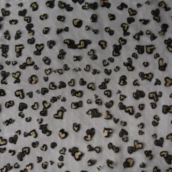 Tüllstoff Softtüll Flock Hearts Gitzerherzchen schwarz goldfarbig 1,50m Breite
