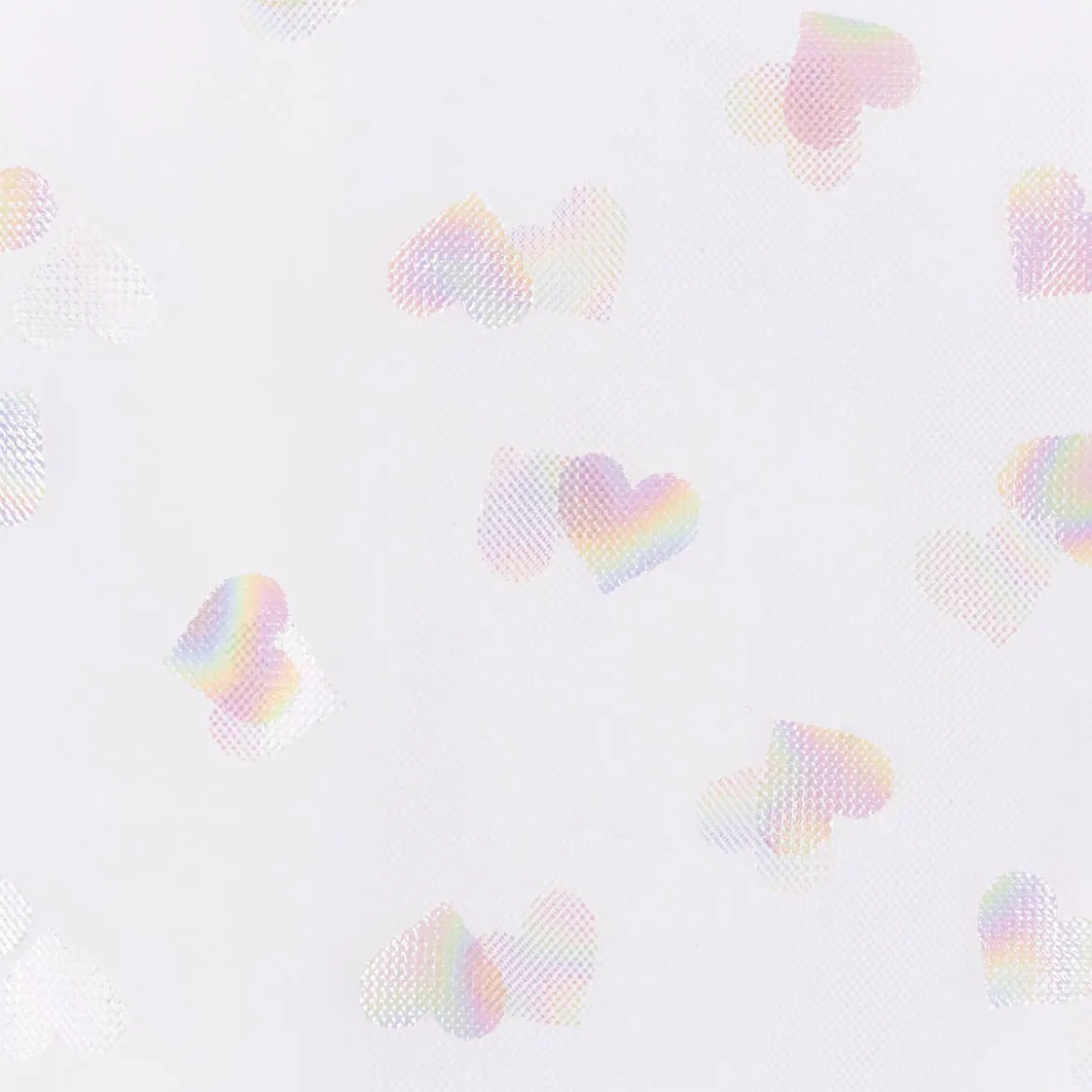 Tüllstoff Softtüll Rainbow Hearts Foliendruck Gitzerherzchen lila 1,50m Breite