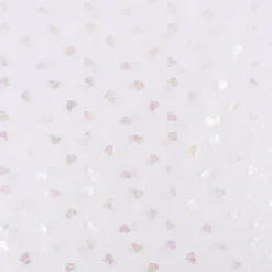 Tüllstoff Softtüll Rainbow Hearts Foliendruck Gitzerherzchen lila 1,50m Breite