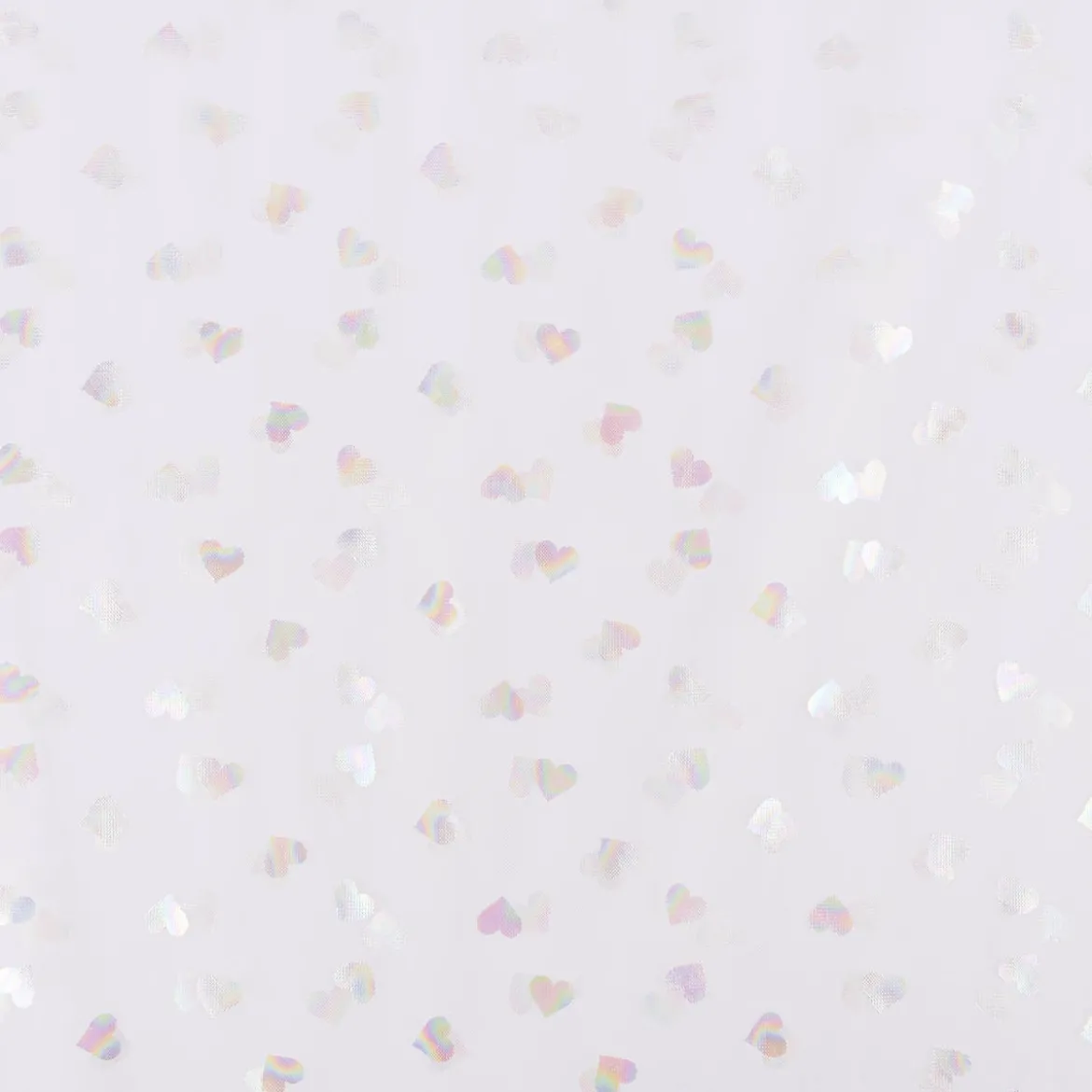 Tüllstoff Softtüll Rainbow Hearts Foliendruck Gitzerherzchen lila 1,50m Breite