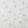 Tüllstoff Softtüll Rainbow Hearts Foliendruck Gitzerherzchen offweiß 1,50m Breite