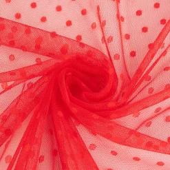 Tüll weich Brauttüll Punkte rot 1,60m