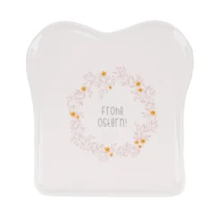Toastteller Frohe Ostern Blumenkranz weiß rosa gelb 14,5x15,5cm von Grafik Werkstatt