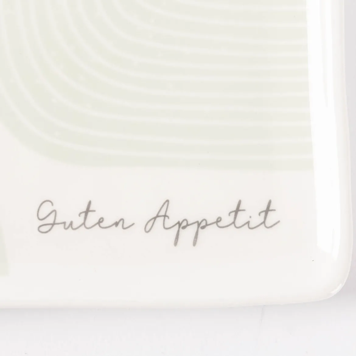 Toastteller Guten Appetit mit abstraktem Dessin weiß grün 14,5x15,5cm von Grafik Werkstatt