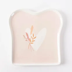 Toastteller Herz mit Strauß rosa weiß 14,5x15,5cm von Grafik Werkstatt