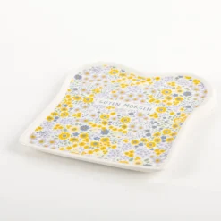 Toastteller "Guten Morgen" Blümchen gelb lila 14,5x15,5cm von Grafik Werkstatt