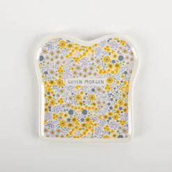 Toastteller "Guten Morgen" Blümchen gelb lila 14,5x15,5cm von Grafik Werkstatt