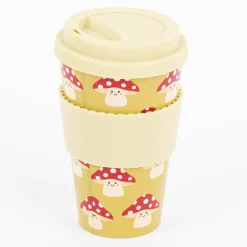 To go Becher aus recycelten PET Flaschen Fliegenpilz grün rot weiß 400ml von Sass & Belle