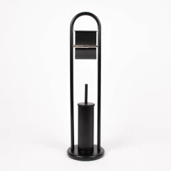 Toilettengarnitur Metall schwarz matt 78x15x22cm