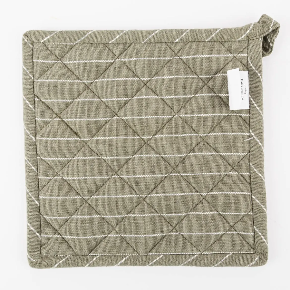 Topflappen aus Baumwolle gestreift olivgrün weiß 20x20cm von Linen & More