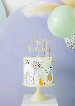 Torten Stecker Cake Topper Happy Birthday Holz 15x16,5cm