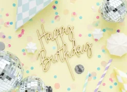 Torten Stecker Cake Topper Happy Birthday Holz 15x16,5cm
