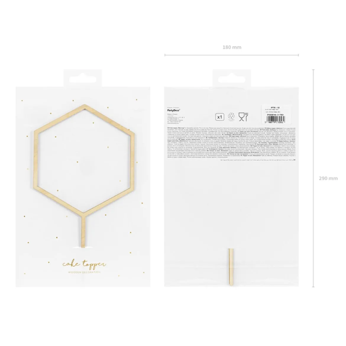 Torten Stecker Cake Topper Hexagon Holz 24cm