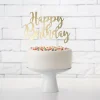 Torten Stecker Happy Birthday goldfarbig 22,5cm