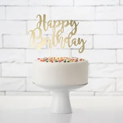 Torten Stecker Happy Birthday goldfarbig 22,5cm