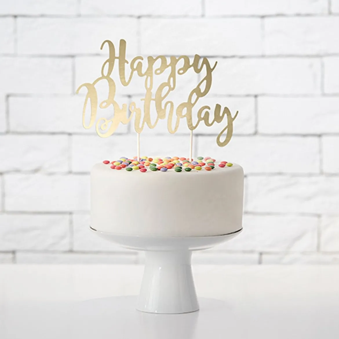 Torten Stecker Happy Birthday goldfarbig 22,5cm