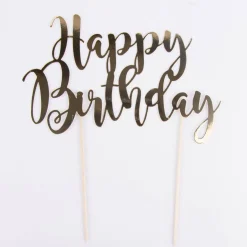 Torten Stecker Happy Birthday goldfarbig 22,5cm