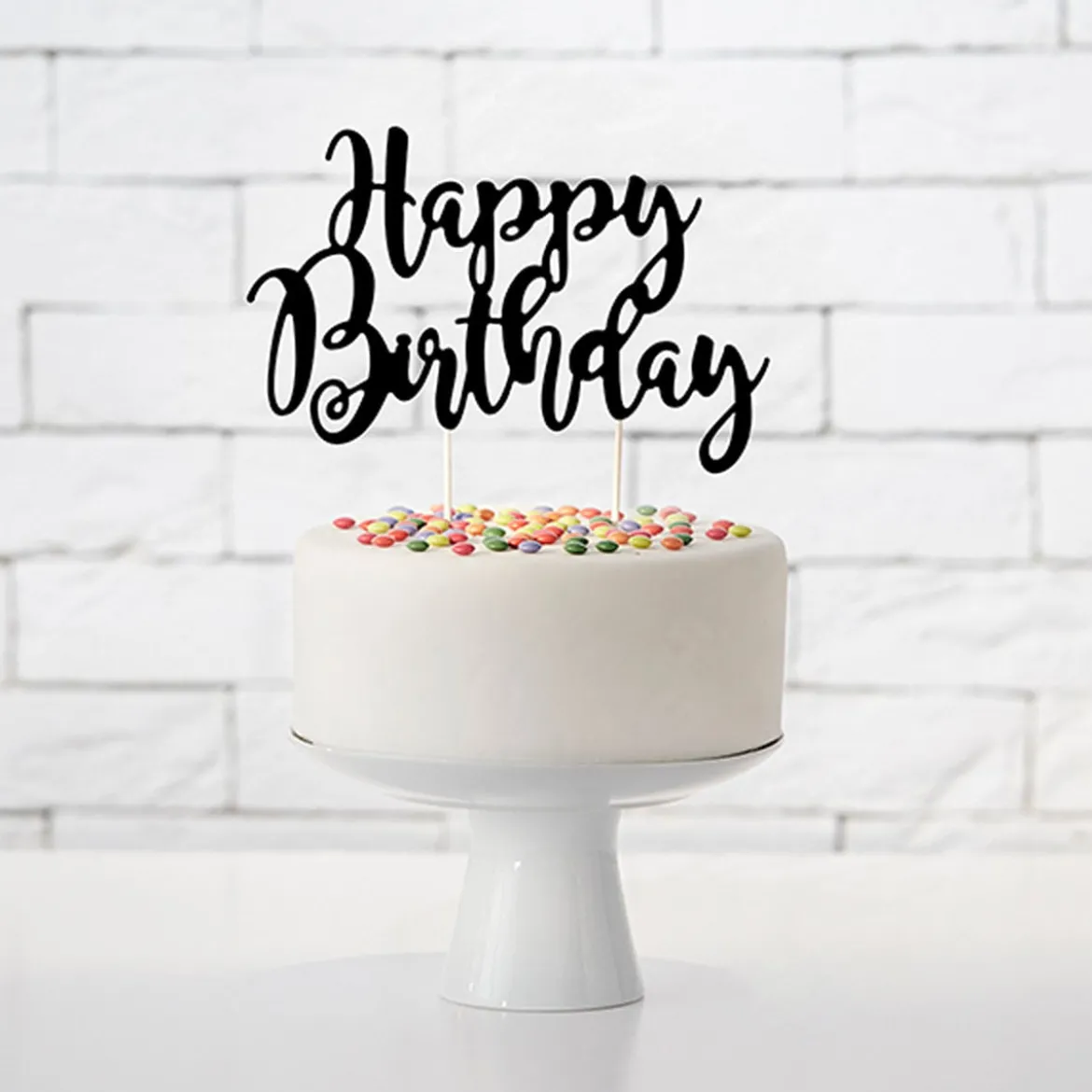 Torten Stecker Happy Birthday schwarz 22,5cm