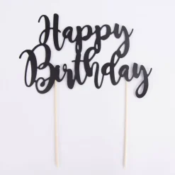 Torten Stecker Happy Birthday schwarz 22,5cm
