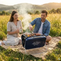 Tragbarer Grill Koffer Large Portable BBQ stainless steel blau von Gentlemen´s Hardware