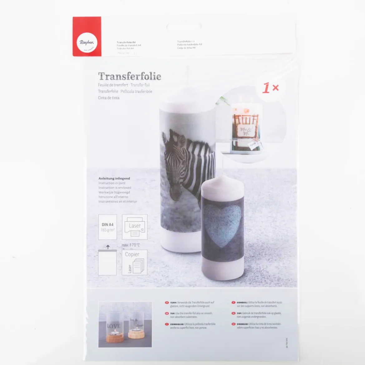 Transferfolie A4 (210×297 mm) für Laserdrucker – Motive für Kerzen & Glas von Rayher