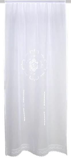 Türbehang Scheibengardine Fertiggardine Leinenstruktur Makramee weiß 60x180cm