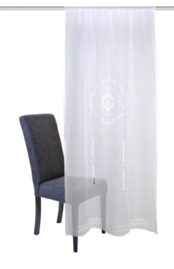 Türbehang Scheibengardine Fertiggardine Leinenstruktur Makramee weiß 60x180cm