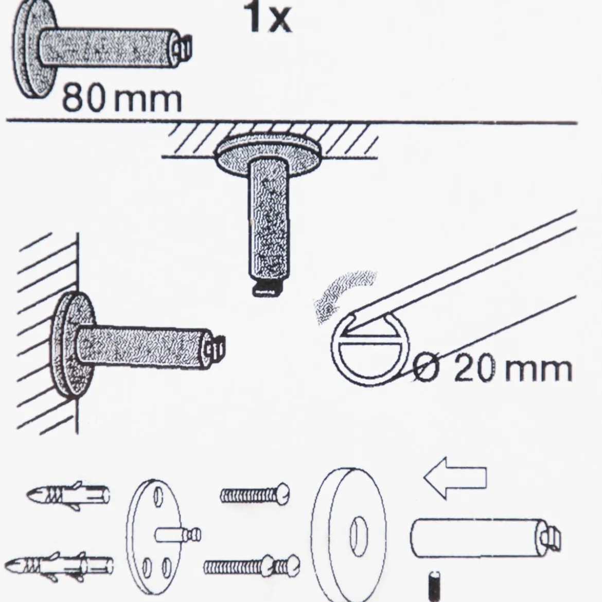 Träger 20mm match 8cm 1 Stück schwarz