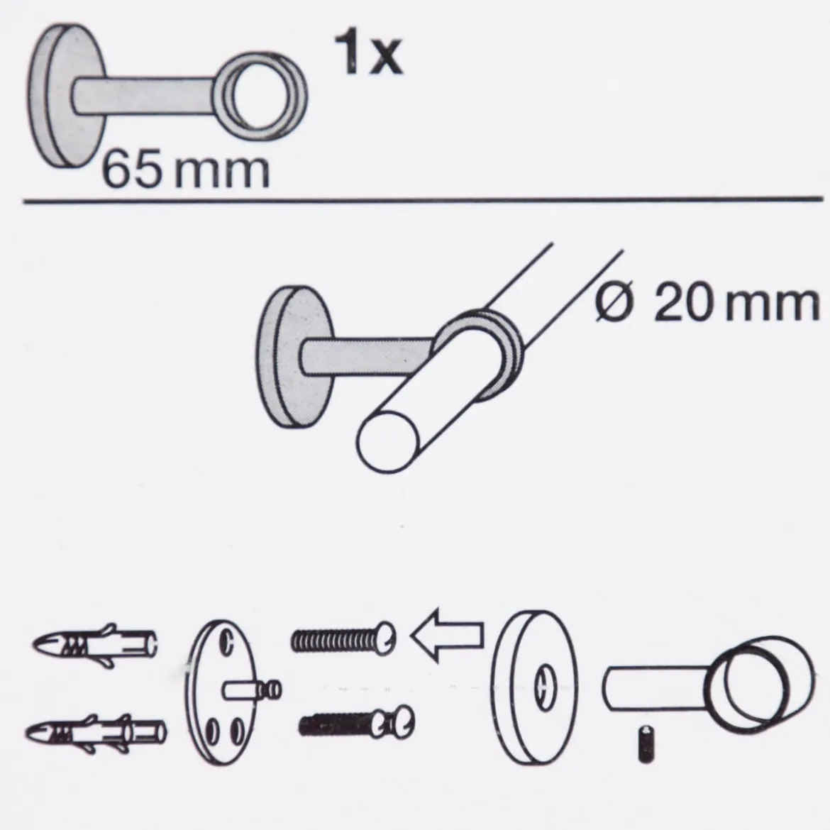 Träger 20mm noble geschlossen 6,5cm 1 Stück schwarz