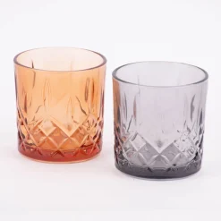 Trinkglas geprägt Diamantmuster Glas bernstein 8,5x7,5cm 345ml