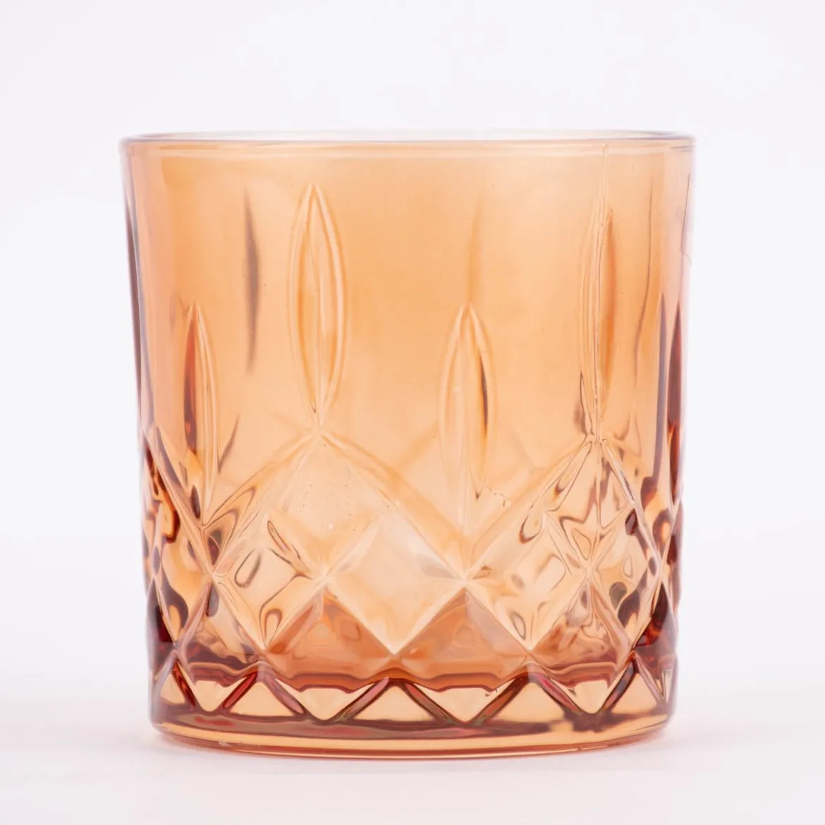 Trinkglas geprägt Diamantmuster Glas bernstein 8,5x7,5cm 345ml