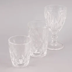 Trinkglas klein Diamantmuster geprägt Glas farblos 10x8cm