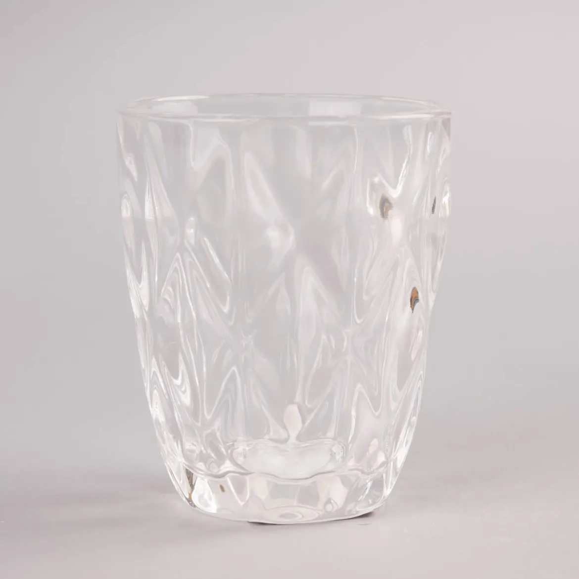 Trinkglas klein Diamantmuster geprägt Glas farblos 10x8cm