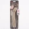 Trinkhalm 3er Set mit Reinigungsbürste Edelstahl goldfarbig 21cm