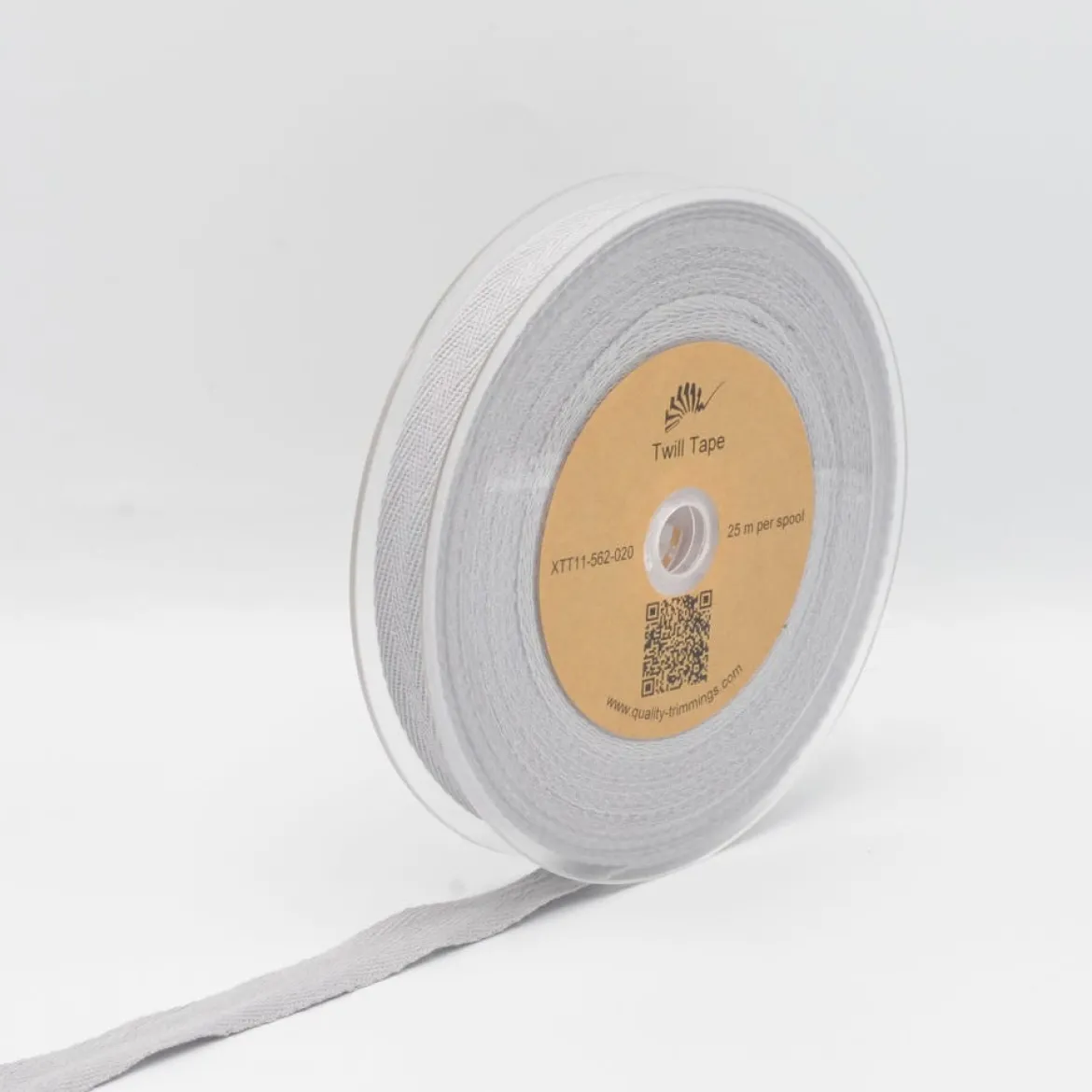 Twill Tape Köper Baumwollband Meterware Grey 20mm Breite