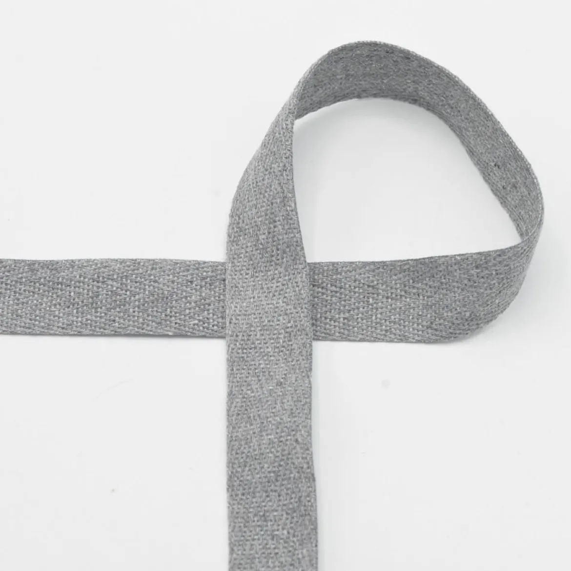 Twill Tape Köper Baumwollband Meterware Light Grey Melange 20mm Breite