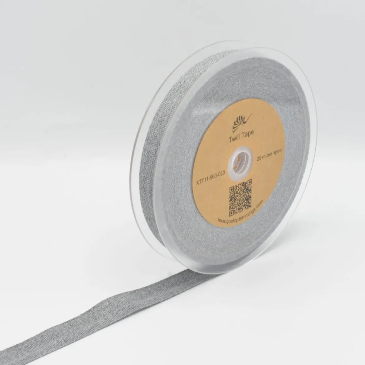 Twill Tape Köper Baumwollband Meterware Light Grey Melange 20mm Breite