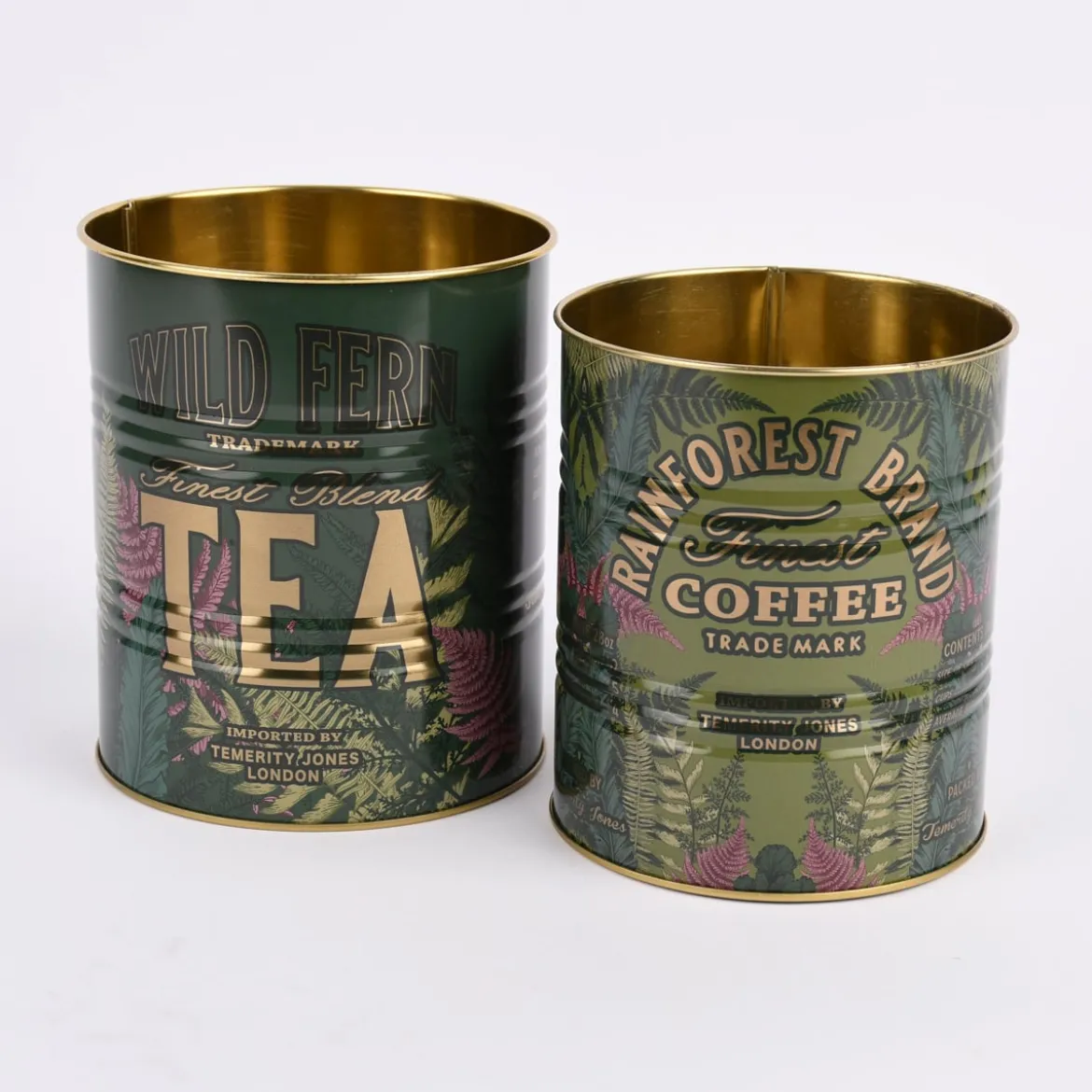 Utensilienhalter Tea Coffee 2er Set grün goldfarbig verschiedene Größen