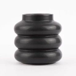 Vase abstrakt Wellen Keramik anthrazit 11x11cm