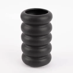 Vase abstrakt Wellen Keramik anthrazit 12x20,5cm