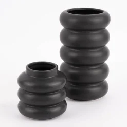 Vase abstrakt Wellen Keramik anthrazit 12x20,5cm