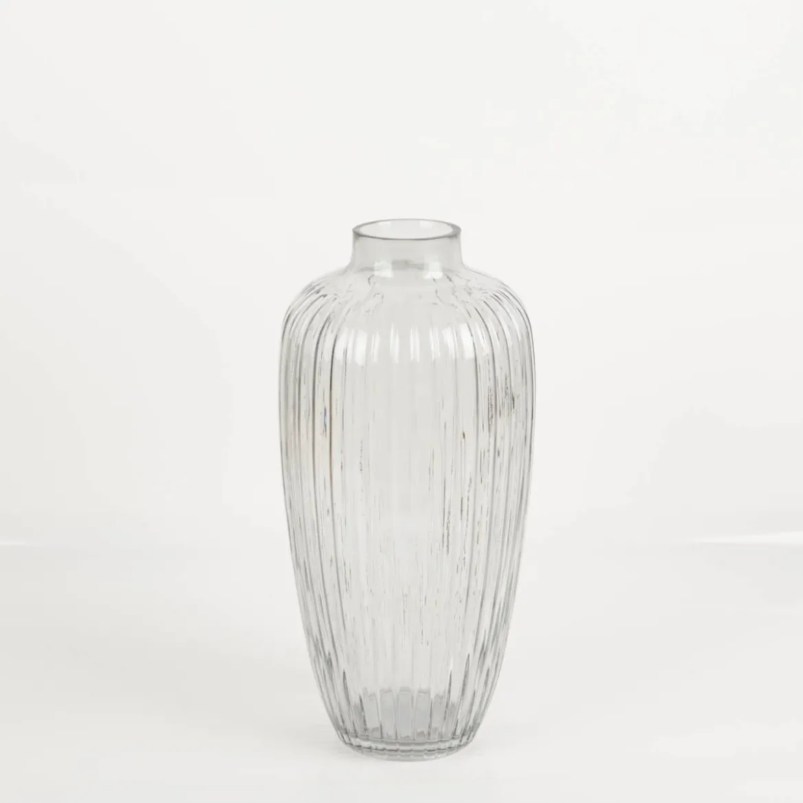 Vase aus Glas gerillt grau 16x36cm von Werner Voss