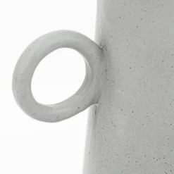 Vase aus Porzellan mit Henkel grau 14x22cm