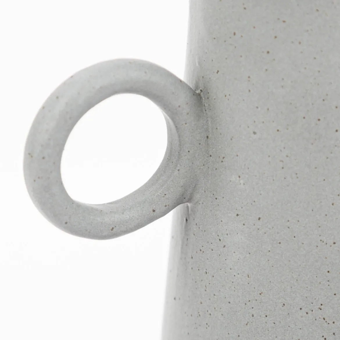 Vase aus Porzellan mit Henkel grau 14x22cm